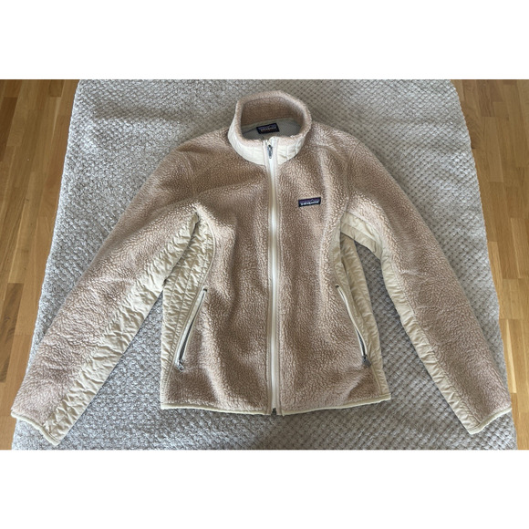Patagonia Women's M Beige Tan Synchilla Retro-X Fleece Hiking Camping Jacket - Picture 10 of 14
